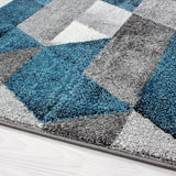 Modern Rugs Grey Blue Diamond Pattern Carpets Geometric Dining Room Mat Hallway