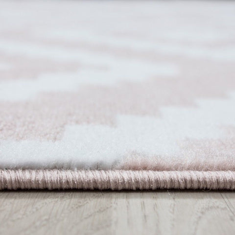 Check Rug Modern Pink White Pattern Carpet Geometric Bedroom Floor Hallway Mats