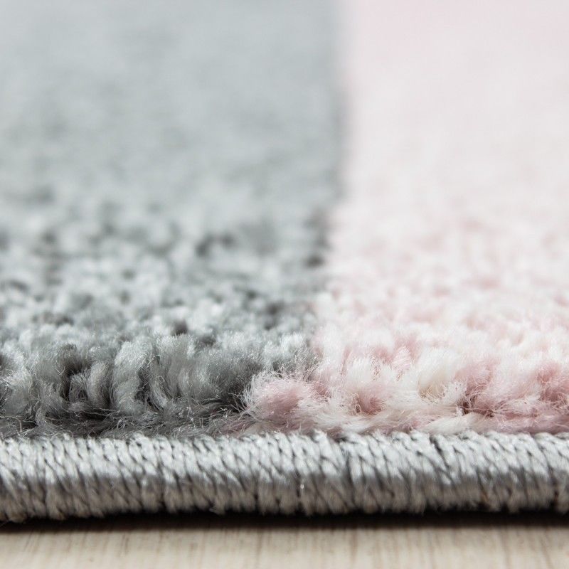 Grey Pink Rug Large Small XL Geometric Patterned Rug Living Room Carpe ...