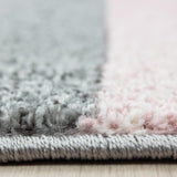 Grey Pink Rug Large Small XL Geometric Patterned Rug Living Room Carpet Area Mat Carpet
