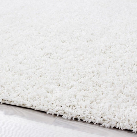 Fluffy Rug Modern Cream Shaggy High Pile Woven Mat Small Large Round Room Carpet