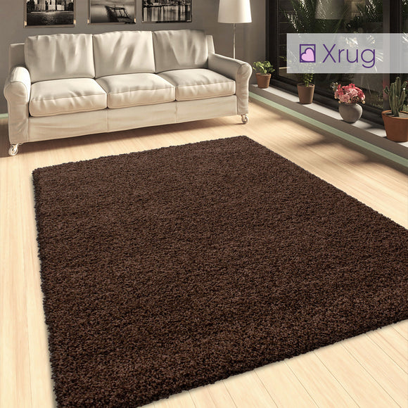 Brown Shaggy Rug 50mm long Pile Fluffy Carpet Extra Large Small Circle Round Mat for Living Room Bedroom