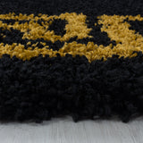 Fluffy Rug Black Gold Soft Thick Extra Large Small Shaggy Bedside Carpet