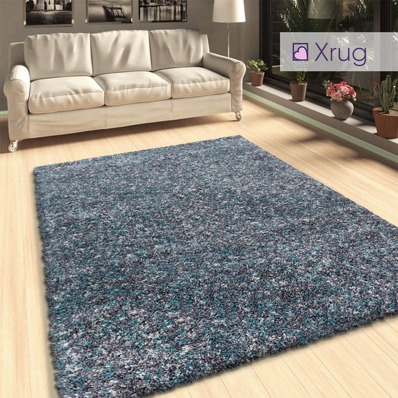 Grey Blue Shaggy Rugs Mottled Fluffy Carpet Extra Large Small Living Room Bedroom Rug Area Mat Runner New