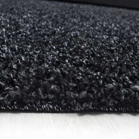 Fluffy Rug Modern Anthracite Deep Pile Shaggy Carpet Living Room Round Floor Mat