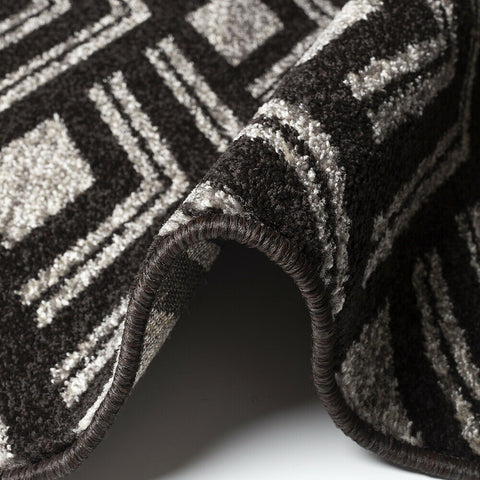 Modern Pattern Rug for Living Room Abstract Dark Brown Carpet Large Floor Mats