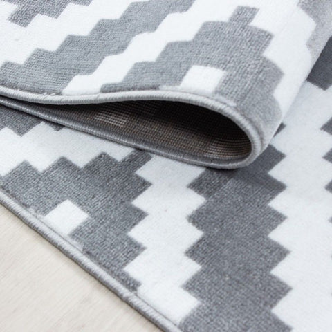 Modern Rugs Grey White Checkered Pattern Mat Living Room Geometric Carpet Runner