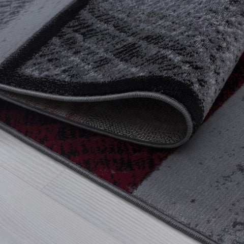 Modern Rug Grey Red Black Checkered Mat Geometric Living Room Runner Carpet New