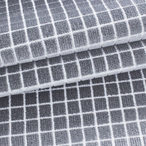 Modern Grey Rug Geometric Pattern Check Mat Small X Large Bedroom Hallway Carpet