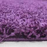 Purple Fluffy Rug Shaggy Plain Bedroom Floor Mat Modern High Pile Round Carpets