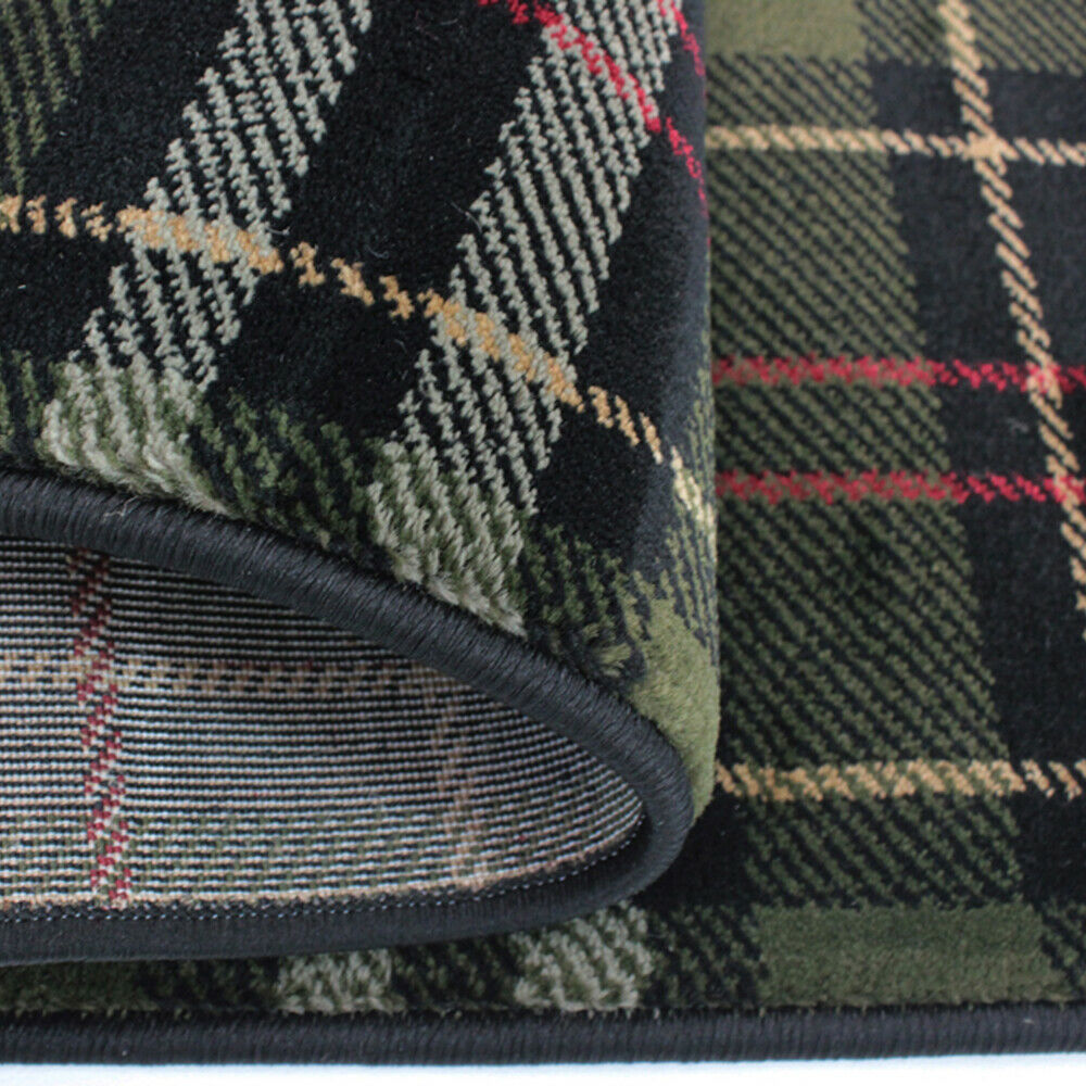 Tartan Rug Glen Kilry Rugs Black Carpet Check Living Room Bedroom Hall ...