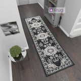 Oriental Rug Runner Black Washable 100% Cotton Carpet Woven Floor Mat Hall Hallway Runner 
