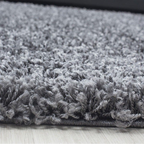 Grey Shaggy Rug Fluffy Deep Pile Woven Mat Extra Large Small Circle Round Runner Rug for Living Room or Bedroom