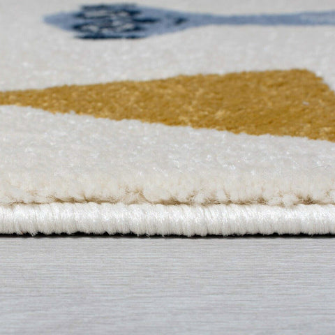 White Cream Yellow Ochre Blue Grey Кids Floor Rug Childrens Play Rug Meerkats Pattern Short Pile Small Large Carpet Bedroom Mat Nursery Baby Girls Boys Polypropylene 120x170 80x120