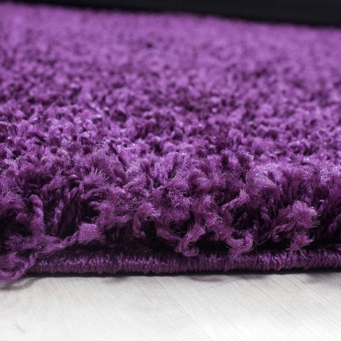 Shaggy Rugs Purple Fluffy Deep Pile Carpet Modern Plain Bedroom Floor Lounge Mat