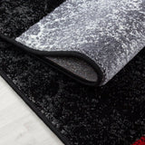 Modern Rugs Black Grey Silver Red Check Pattern Mat Geometric Living Room Carpet
