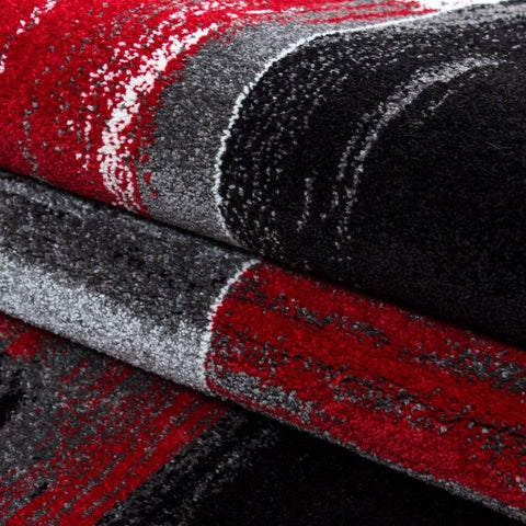 Modern Rug Red Black Grey Check Pattern Carpets Lounge Runner Mat Small Large XL