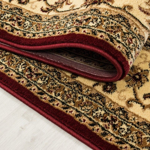 Traditional Rug Red and Beige Oriental Pattern New Mat Border Design Room Carpet