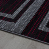 Geometric Rug for Living Room Grey Red Check Mat Modern Small Large Hall Carpets