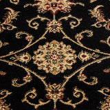 Black Oriental Rug Traditional Carpet Cream Beige Floral Pattern Extra Large Small Woven Thick Soft Carpet