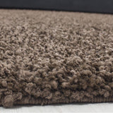 Shaggy Rug Plain Brown High Pile Woven Carpet Round Fluffy Room Mats Small Large