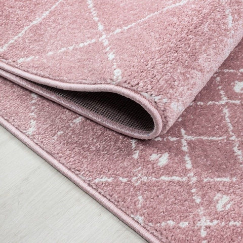 Pink Rug Mat for Living Room Modern Checkered Pattern Bedroom Carpet Small Large
