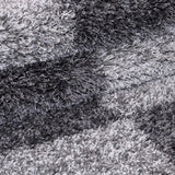 Shaggy Rugs Grey Geometric Pattern Mat High Pile Fluffy Bedroom Hallway Carpets