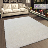 Cream White Shaggy Rug 50mm long Pile Cream Fluffy Rugs Deep Plie Circle Round Extra Large Small Living Room Bedroom Mat