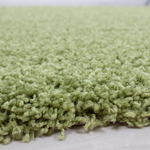Fluffy Shaggy Rug Olive Green Plain Deep Pile Carpet Extra Large Small Round Runner Living Room Bedroom Mat