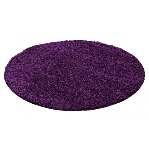 Purple Shaggy Rug 50mm long Pile Extra Large Small Deep Pile Rugs for Living Room Bedroom Circle Round