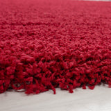 Red Fluffy Rug 50mm long pile Fluffy Carpet Extra Large Small Living Room Bedroom Mat Circle Round Modern Woven Mat