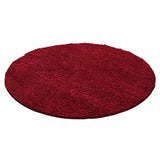 Red Circle Shaggy Rug Red Round Carpet Fluffy 50mm long Pile Carpet Deep Pile Living Room Bedroom Mat