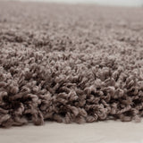 Taupe Brown Shaggy Rug 50mm long Pile Carpet Woven Deep Pile Living Room Bedroom Rugs Circle Round