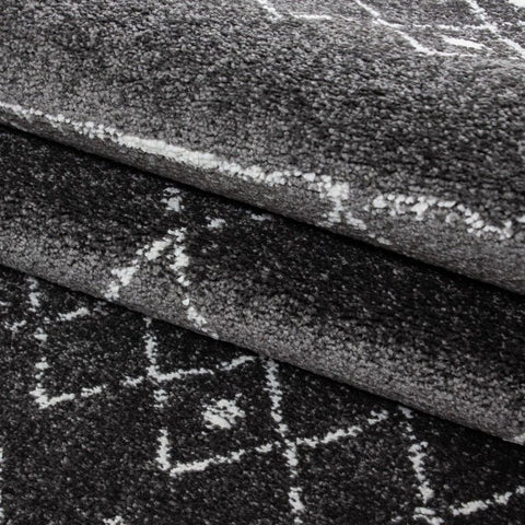 Modern Grey Rug Small Extra Large Check Pattern Geometric Mat Living Room Carpet
