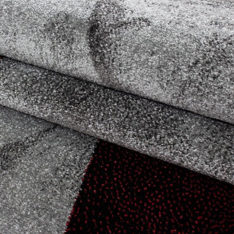 Modern Geometric Rug Red Black Grey Diamond Pattern Mat Dining Room Area Mat New