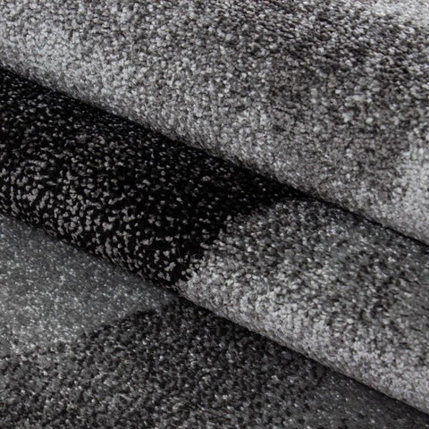 Modern Rug Black and Grey Pattern Carpet Abstract Small Large Bedroom Lounge Mat