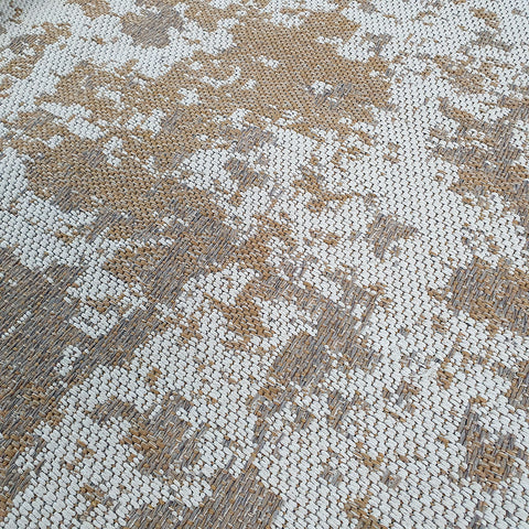 Modern Abstract Rug Cotton Beige Mustard Cream Distressed Pattern Large Small Runner Flat Weave Mat