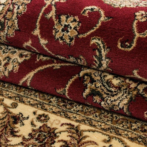 Traditional Rug Red and Beige Oriental Pattern New Mat Border Design Room Carpet