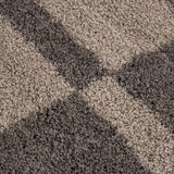 Fluffy Rug Modern Grey Beige Deep Pile Shaggy Carpet Bedroom Floor Geometric Mat
