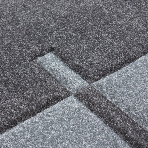Black and Grey Rug Modern Geometric Pattern Carpet Small X Large Room Runner Mat