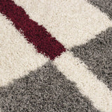 Modern Rug Fluffy Shaggy Grey White Red Pattern Pattern Mat Room Hallway Carpet