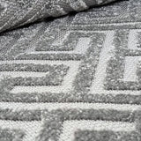 Outdoor Rug Plastic for Garden Patios Gazebo Trellis Greek Key Grey Woven Mat
