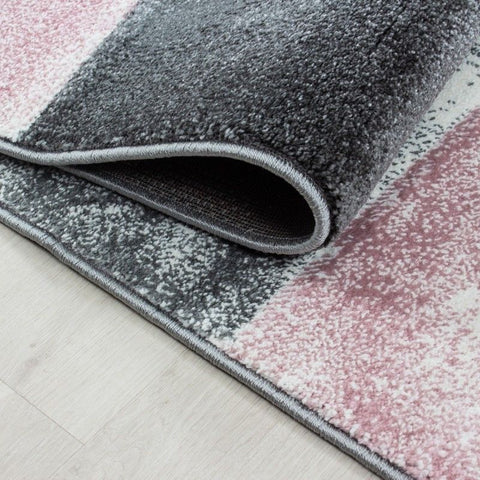Blush Pink Grey Rug Faded Geometric Pattern Large Small Living Room Bedroom Carpet Mat
