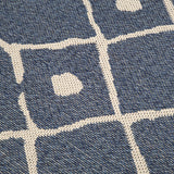 Cotton Rug Navy Blue Diamond Pattern Washable Flat Weave Mat Woven Carpet Small Extra Large