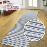 Cream Blue Rug 100% Cotton Rugs Navy Striped Pattern Flat Weave Washable Carpet Mat Small Extra Large Runner