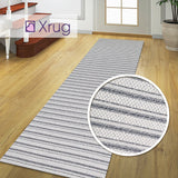 Striped Rug Runner Grey White Cream 100% Cotton Washable Woven Carpet Mat Small Large Flat Weave Rugs for Living Room & Bedroom or Hallway