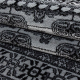Oriental Rugs Grey Black Border Design Pattern Carpet Small Large Room Floor Mat