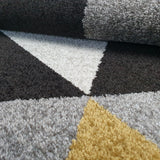 Modern Rugs Living Room Bedroom Carpet Yellow Grey Black Triangle Pattern Small Large Floor Mat Woven Soft Thick