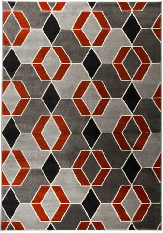 Modern Geometric Rug Terracotta Grey Bedroom Mat Woven Diamond Pattern Carpets