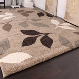 Floral Rug Heavy Woven Beige Brown Colours Thick Carpet Small Large Living Room